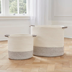 Contrast Rope Storage Basket - Natural/Off White - DUSK