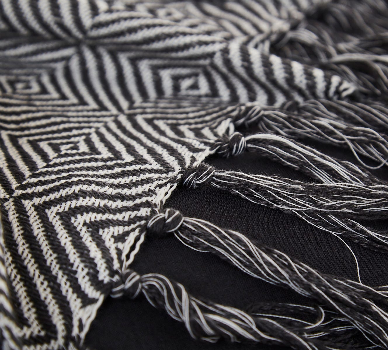 Diamond Knit Cushion Cover – White/Charcoal - DUSK