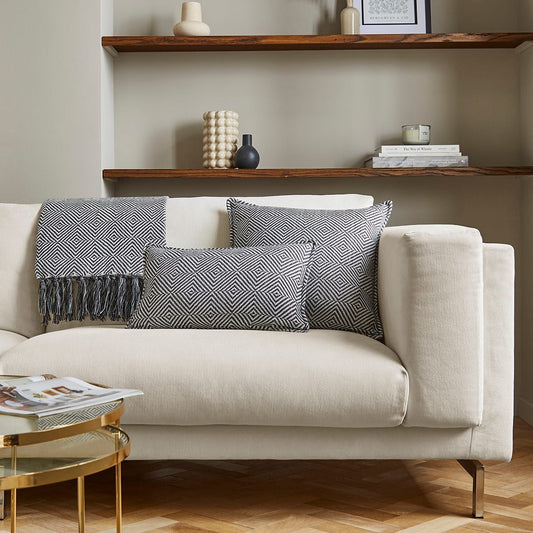 Diamond Knit Sofa Cushion Cover – White/Charcoal - DUSK 1200