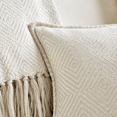 Diamond Knit Sofa Throw 1.5m X 2m - White/Stone - DUSK