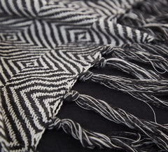 Diamond Knit Throw 1.5m X 2m - White/Charcoal - DUSK