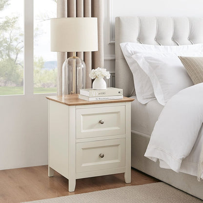 Edie 2 Drawer Bedside Table - Cream - DUSK