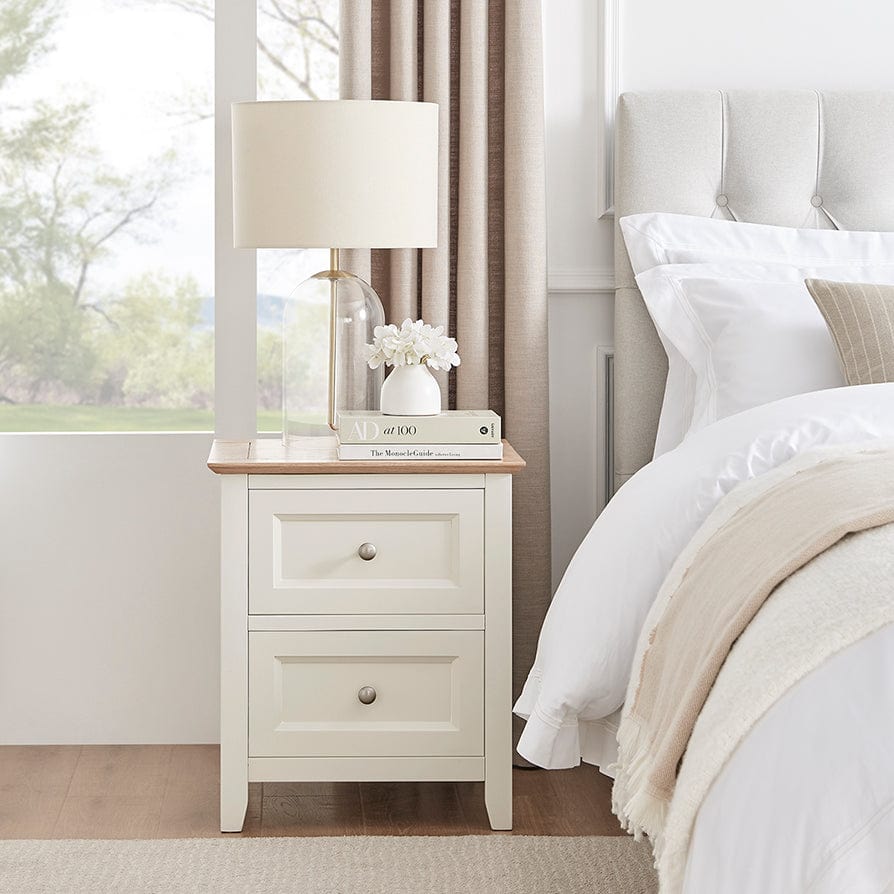 Edie 2 Drawer Bedside Table - Cream - DUSK