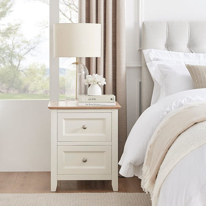 Edie 2 Drawer Bedside Table - Cream - DUSK