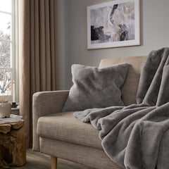 Faux Fur Sofa Cushion Cover 50cm x 50cm - Grey - DUSK