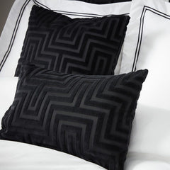 Geo Velvet Sofa Cushion Cover - Black - DUSK