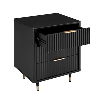 Gracie 3 Drawer Bedside Table - Black/Gold - DUSK