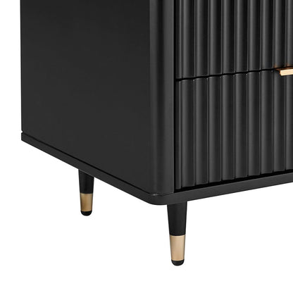 Gracie 3 Drawer Bedside Table - Black/Gold - DUSK