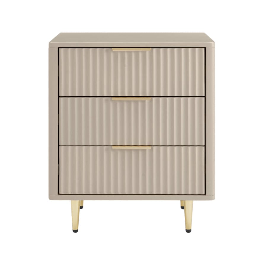 Gracie 3 Drawer Bedside Table - Taupe/Gold - DUSK