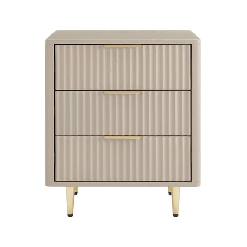 Gracie 3 Drawer Bedside Table - Taupe/Gold – DUSK