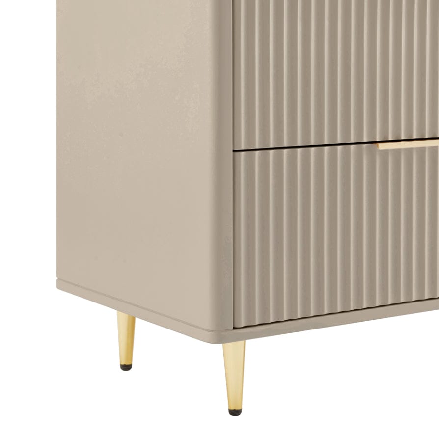 Gracie 3 Drawer Bedside Table - Taupe/Gold - DUSK