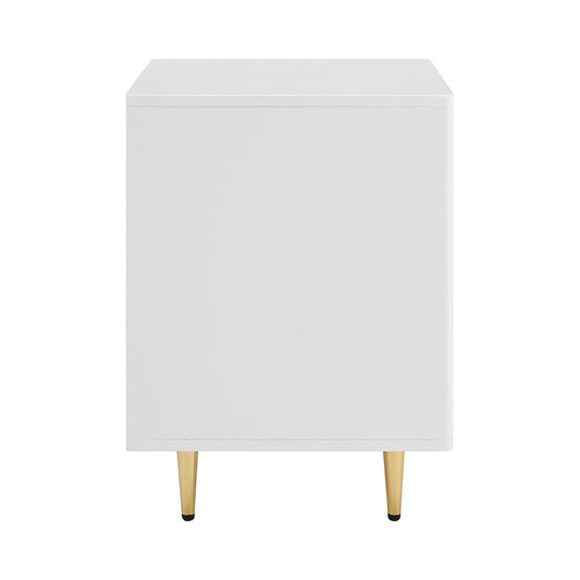 Gracie 3 Drawer Bedside Table - Warm White/Gold - DUSK