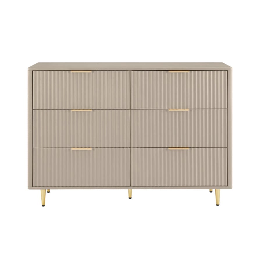 Gracie 6 Drawer Chest - Taupe/Gold - DUSK