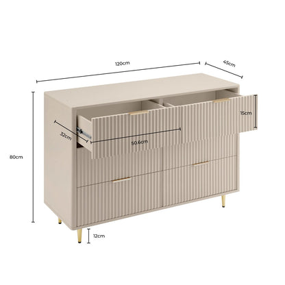 Gracie 6 Drawer Chest - Taupe/Gold - DUSK