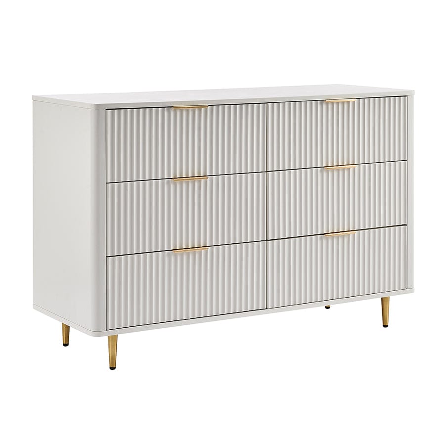 Gracie 6 Drawer Chest - Warm White/Gold - DUSK