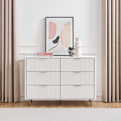 Gracie 6 Drawer Chest - Warm White/Gold - DUSK