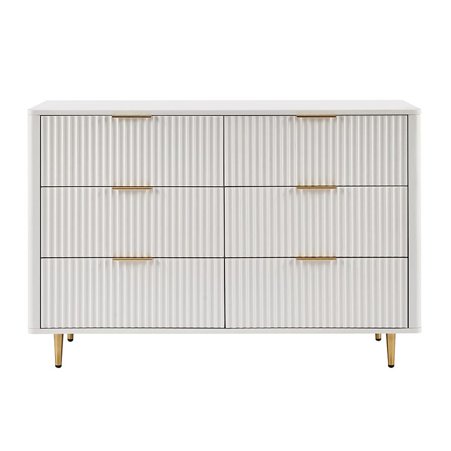 Gracie 6 Drawer Chest - Warm White/Gold - DUSK