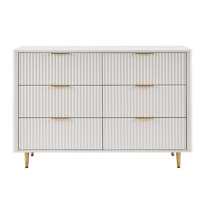 Gracie 6 Drawer Chest - Warm White/Gold - DUSK