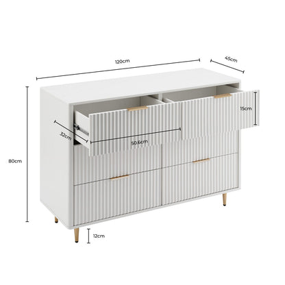 Gracie 6 Drawer Chest - Warm White/Gold - DUSK