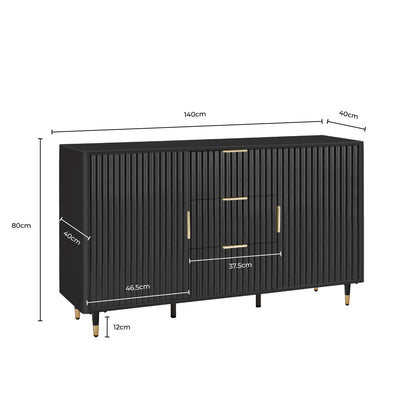 Gracie Sideboard With Drawers - Black/Gold - DUSK
