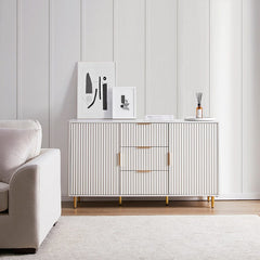 Gracie Sideboard With Drawers - Warm White/Gold - DUSK