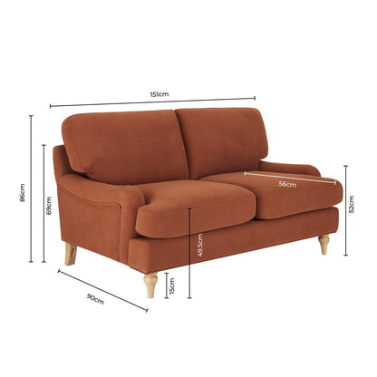 Hampshire 2 Seater Sofa - Burnt Orange - DUSK