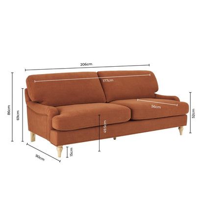 Hampshire 3 Seater Sofa - Burnt Orange - DUSK