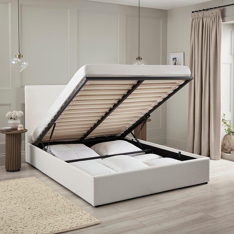 Hampton Ottoman Storage Bed - Off White - DUSK