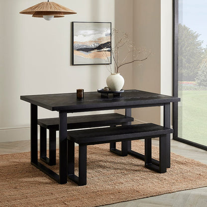 Harper Chevron Dining Bench - Black - DUSK