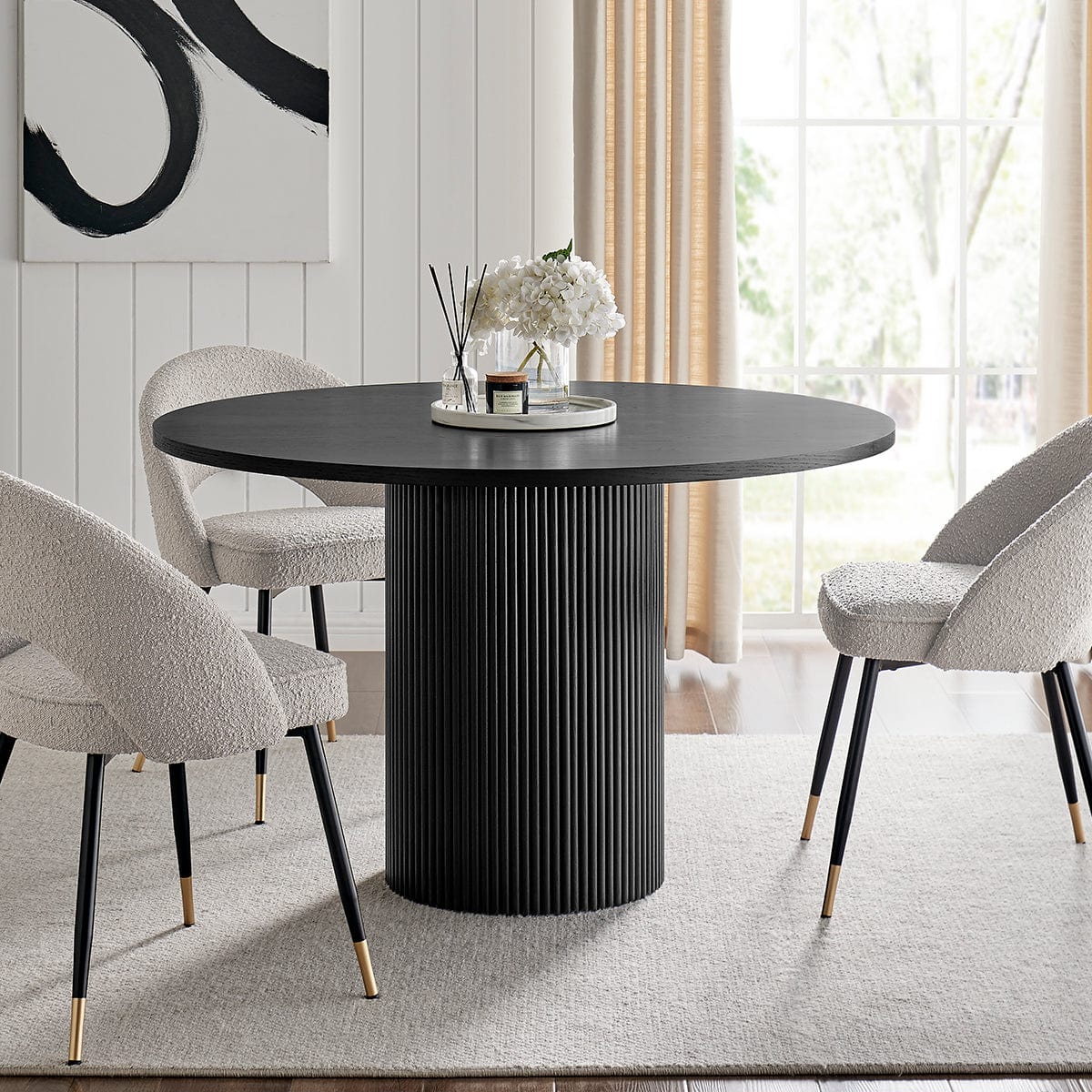 Hattie Panel 4-6 Seater Dining Table - Black - DUSK