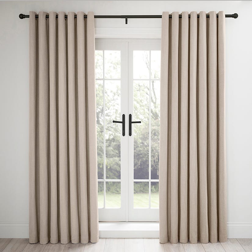 Heavyweight Lined Eyelet Curtains - Linen Look - Taupe - DUSK