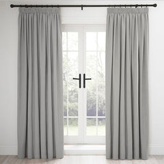 Heavyweight Lined Pencil Pleat Curtains - Linen Look - Grey - DUSK