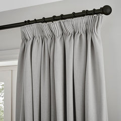 Heavyweight Lined Pencil Pleat Curtains - Linen Look - Grey - DUSK