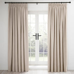 Heavyweight Lined Pencil Pleat Curtains - Linen Look - Taupe - DUSK