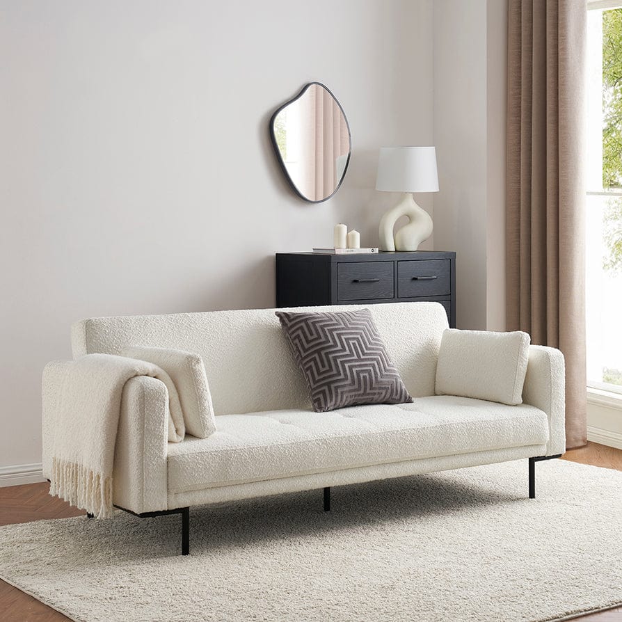 Hudson Bouclé Click Clack Sofa Bed Off White – DUSK