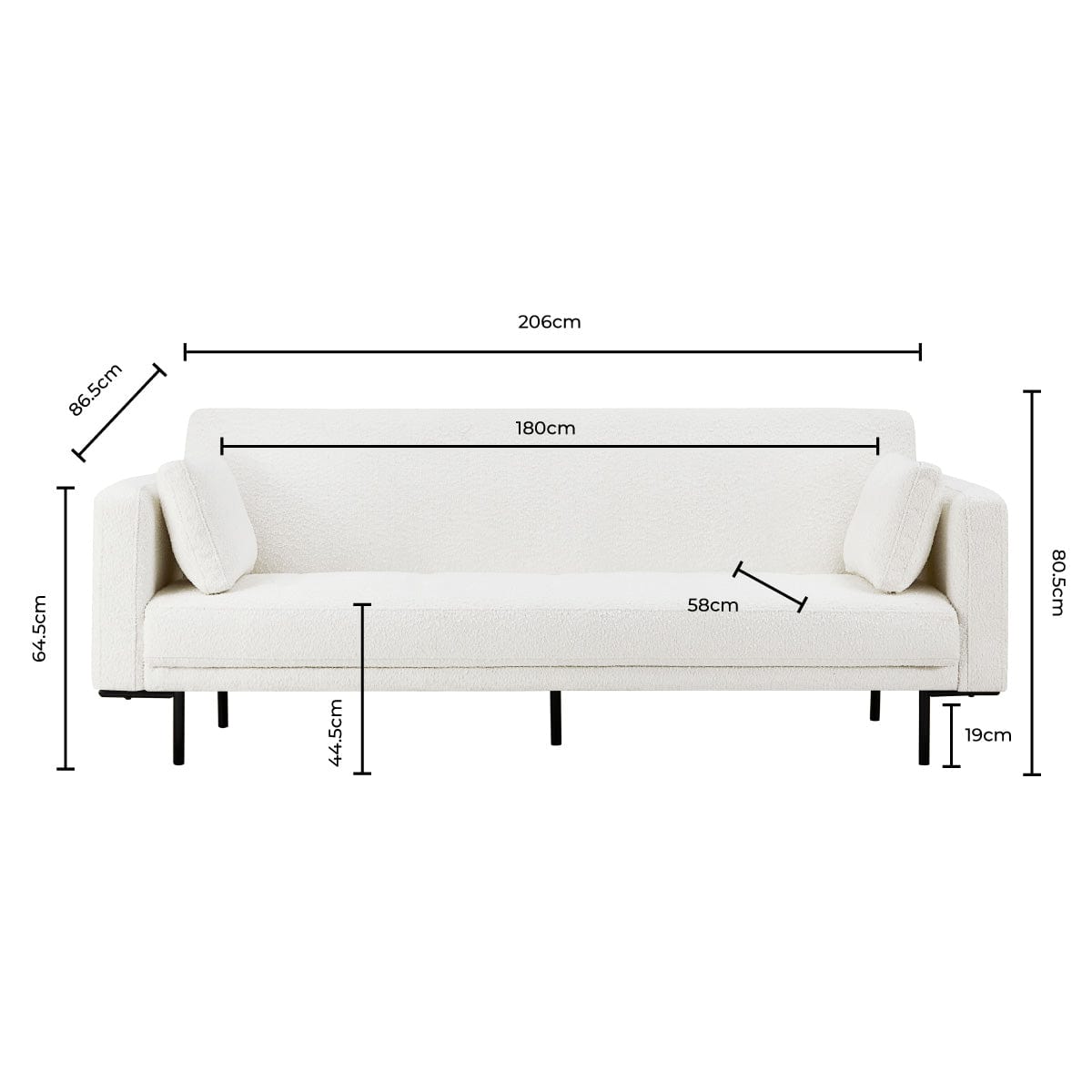 Hudson Bouclé Click Clack Sofa Bed - Off White - DUSK