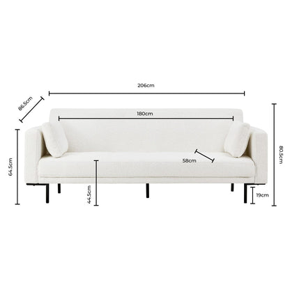 Hudson Bouclé Click Clack Sofa Bed - Off White - DUSK
