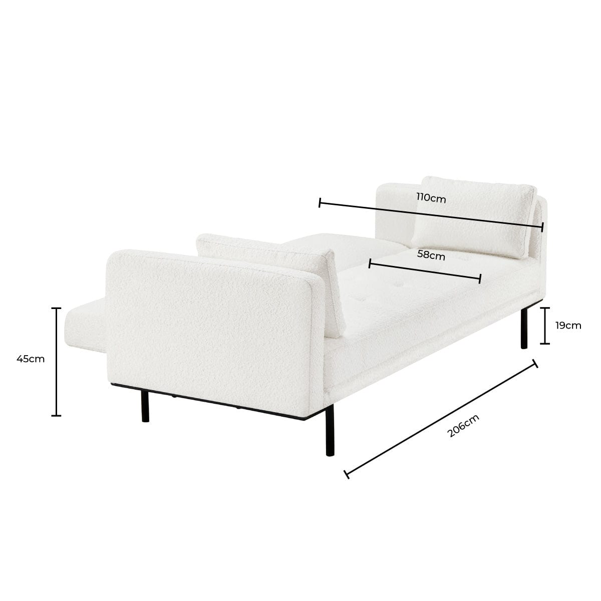 Hudson Bouclé Click Clack Sofa Bed - Off White - DUSK
