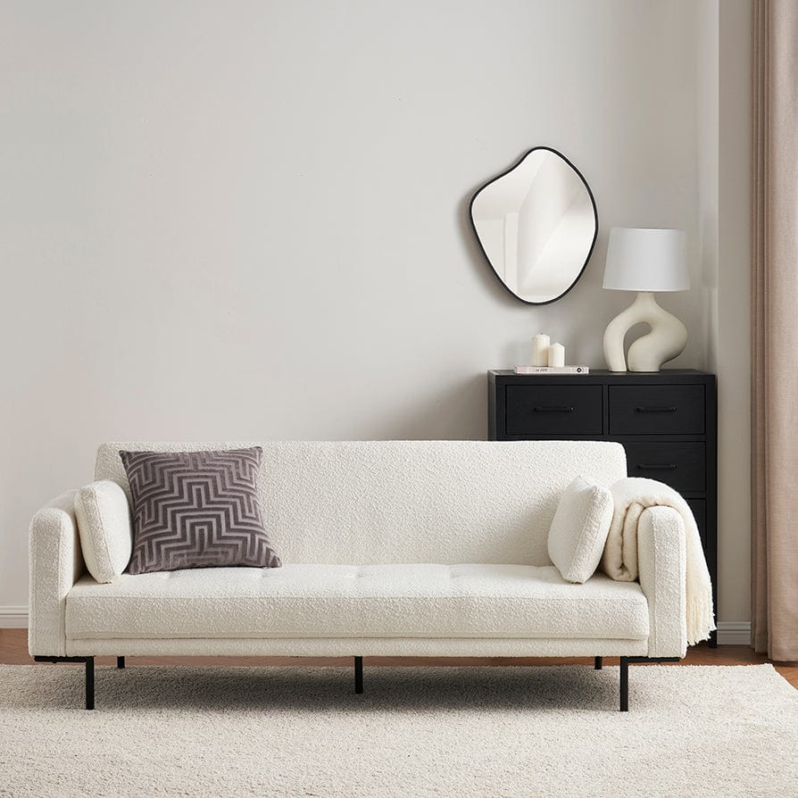 Hudson Bouclé Click Clack Sofa Bed - Off White - DUSK