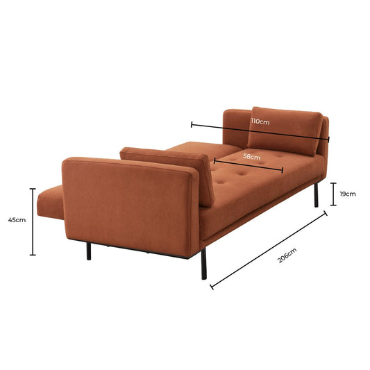 Hudson Click Clack Sofa Bed - Burnt Orange - DUSK