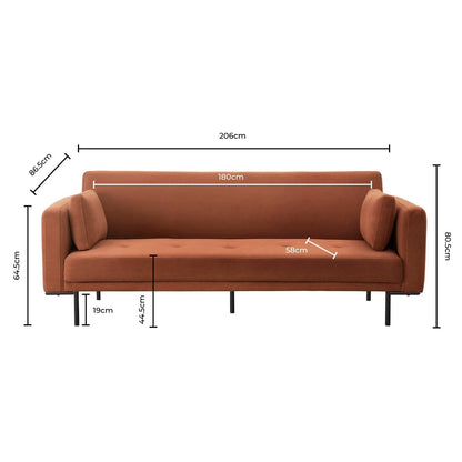 Hudson Click Clack Sofa Bed - Burnt Orange - DUSK