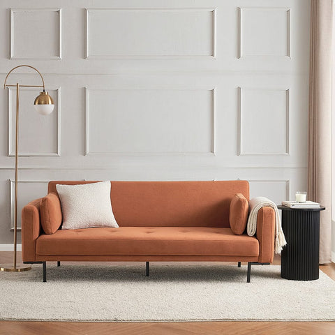 Hudson Click Clack Sofa Bed Matte Velvet Burnt Orange – DUSK