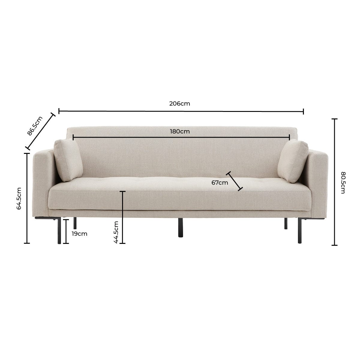 Hudson Click Clack Sofa Bed - Stone Grey - DUSK