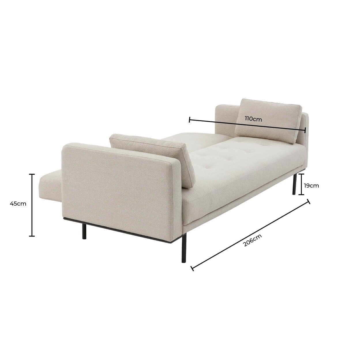 Hudson Click Clack Sofa Bed - Stone Grey - DUSK