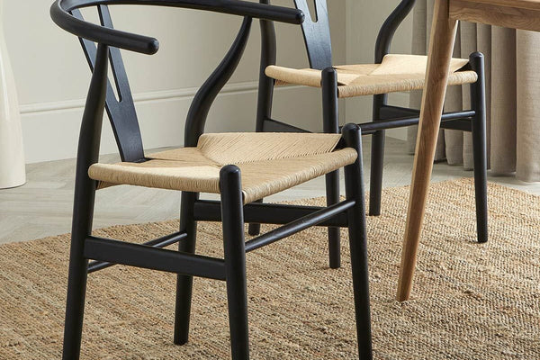 Jade Set Of 2 Dining Chairs - Black/Natural - DUSK