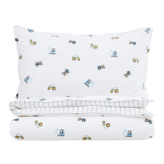 Kids Diggers Reversible Bed Linen Set - 100% Cotton - Multi/White - DUSK