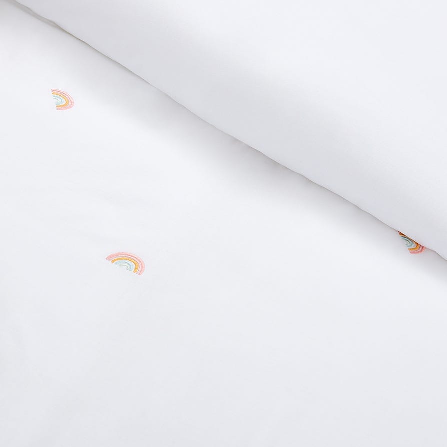 Kids Rainbow Embroidery Bed Linen Set - 100% Cotton - Rainbow/White - DUSK