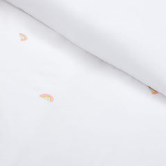 Kids Rainbow Embroidery Bed Linen Set - 100% Cotton - Rainbow/White - DUSK