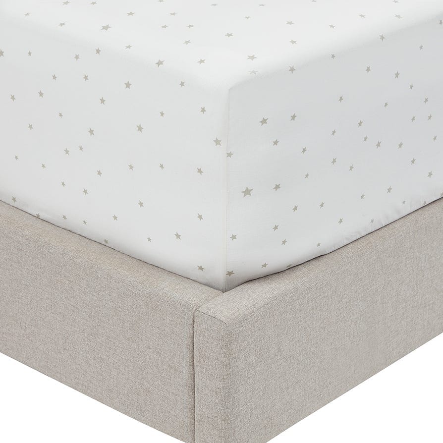 Kids Stars Fitted Sheet - 100% Cotton - Grey/Off White - DUSK