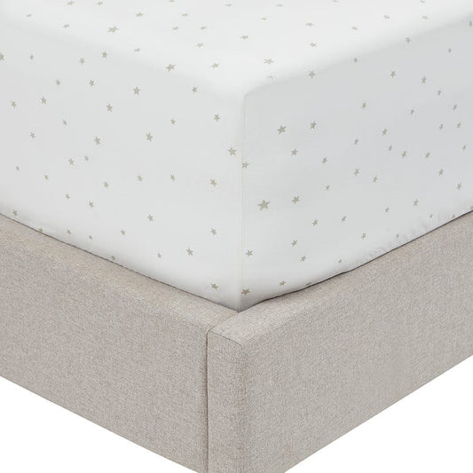 Kids Stars Fitted Sheet - 100% Cotton - Grey/Off White - DUSK 894